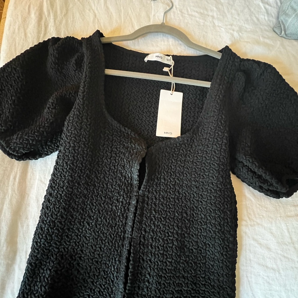 Mango Textured Knit Top, Puff Sleeve
